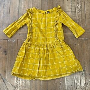 Tea collection silver metallic plaid mustard dress